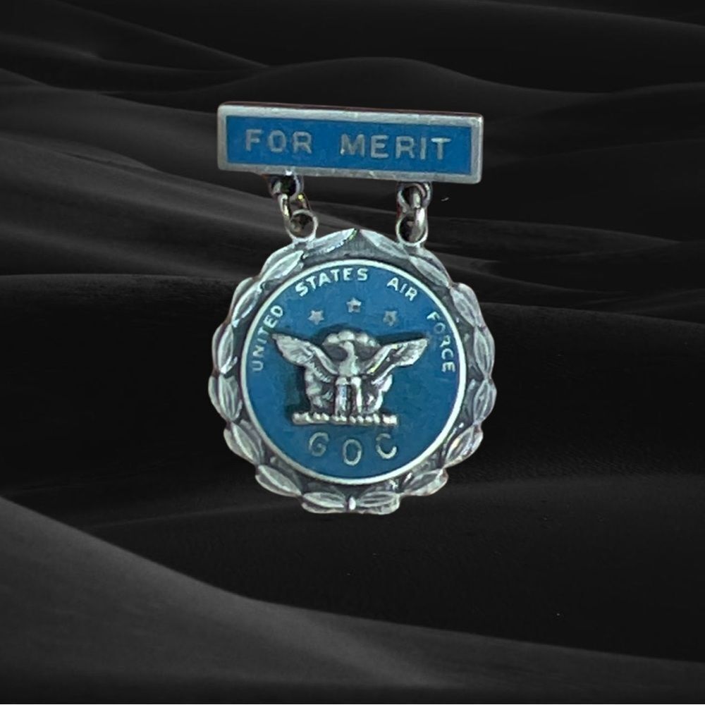 925 Sterling Silver For Merit Charles M. Robbins Enamel "GOC Air Force" Pin